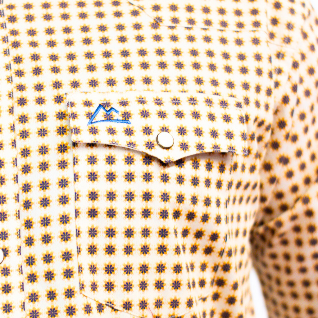 Camisa Vaquera Estampado Biznaga Amarilla