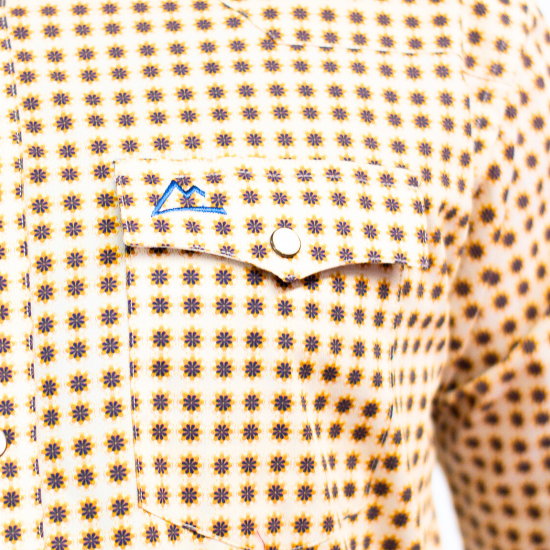 Camisa Vaquera Estampado Biznaga Amarilla