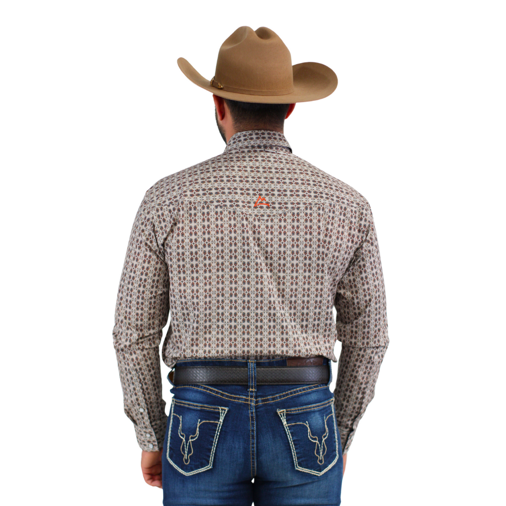 Camisa Vaquera Estampado Mosaico Maguey En Gris