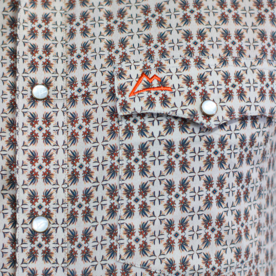 Camisa Vaquera Estampado Mosaico Maguey En Gris