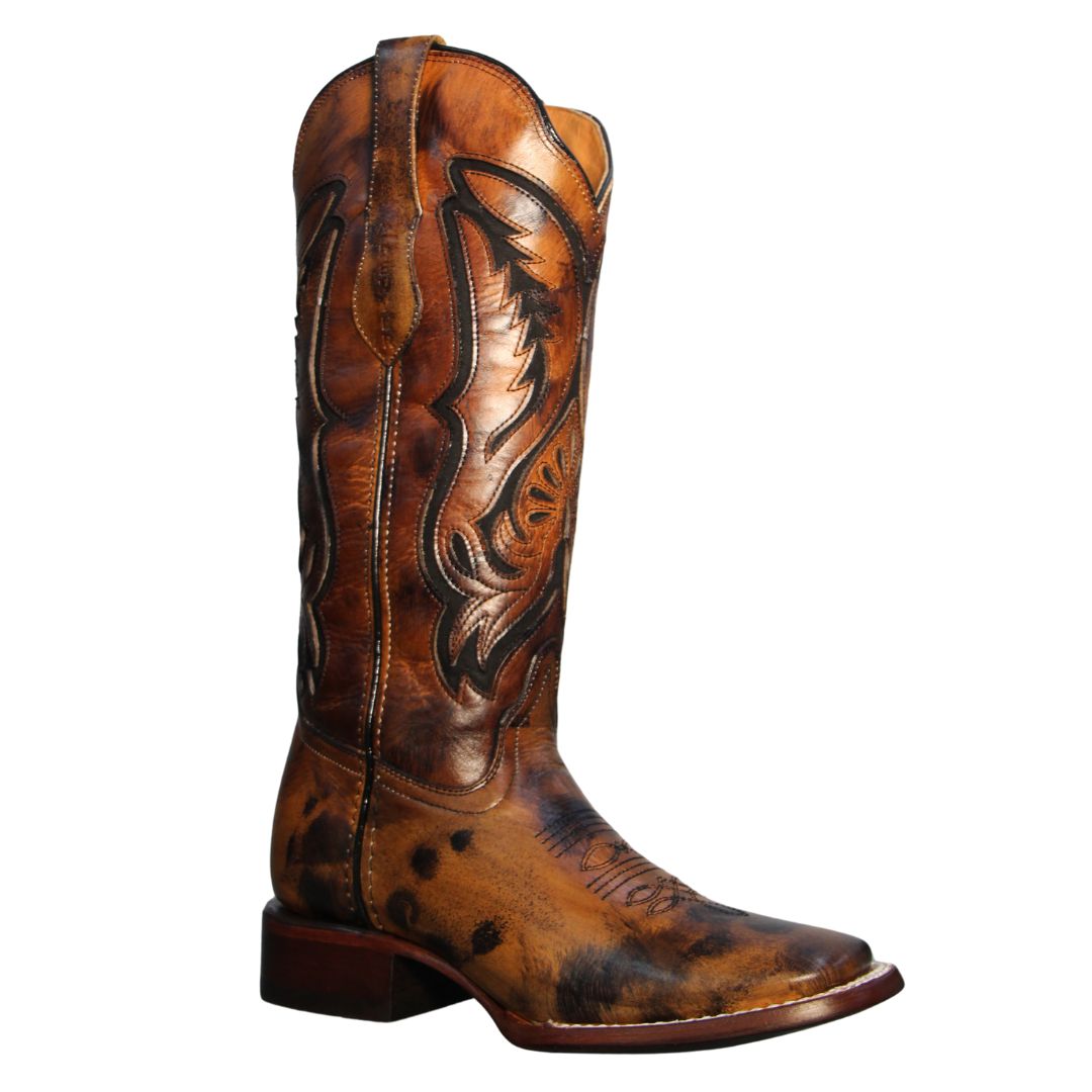 Botas Vaqueras Res Costura Natural Miel Rústico