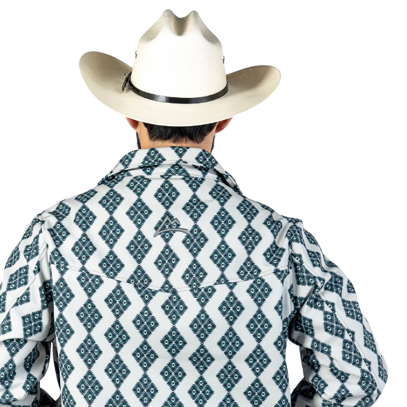 Chamarra Vaquera Tribal Azteca Verde/Blanco