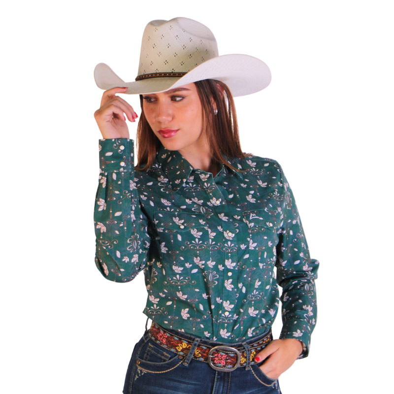 Camisa Vaquera Icy Denver Mujer Flor De Yuka Verde A-CM128
