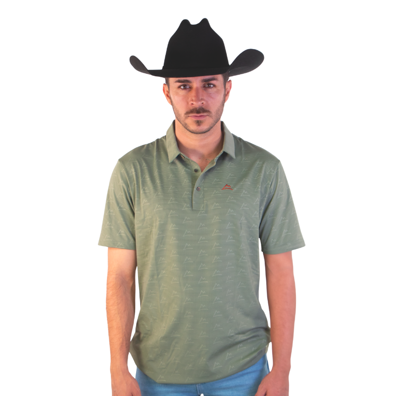 Polo Print Efecto Verde Naranja Hombre