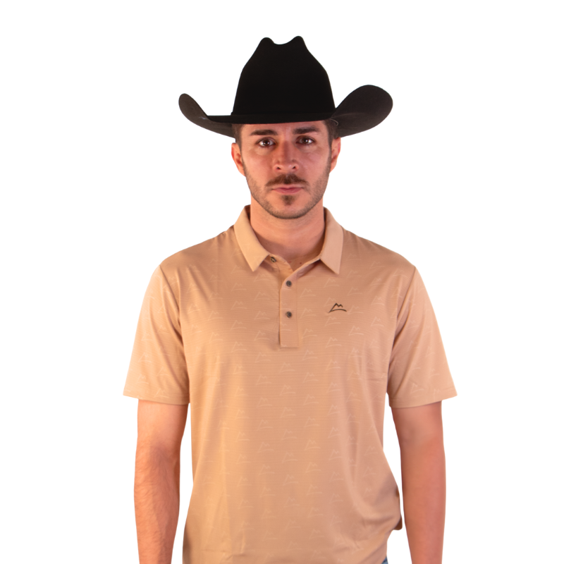 Polo Print Beige Café Hombre