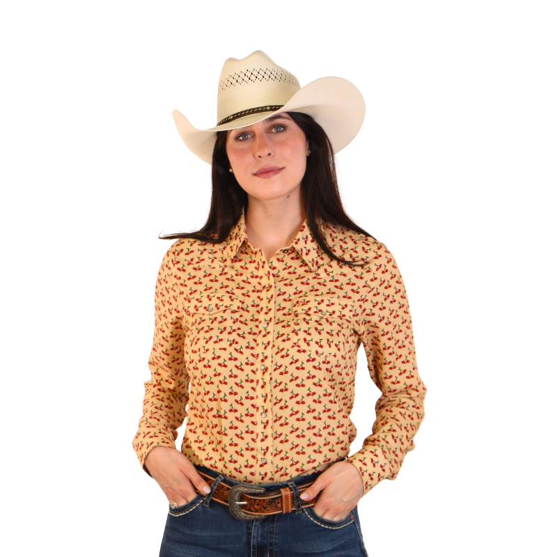 Camisa Vaquera Dama Estampado Cerezas