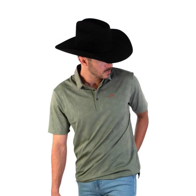 Polo Print Efecto Verde Naranja Hombre