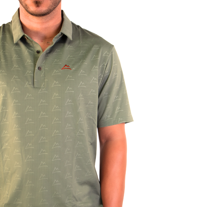 Polo Print Efecto Verde Naranja Hombre