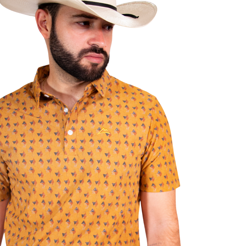 Polo Print UV Amarillo/Café/Naranja Hombre