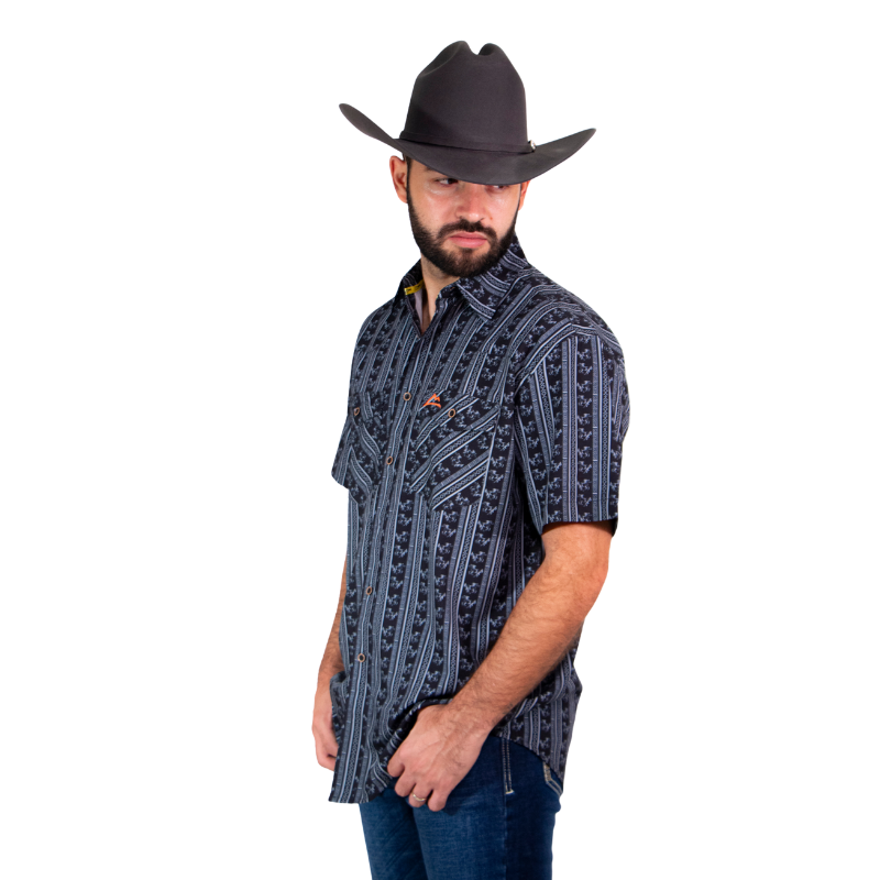 Camisa Vaquera Frisco Caballos Negro