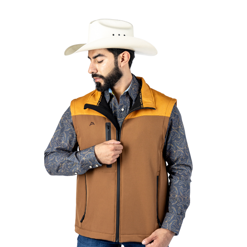 VE905-FG9-10 Chaleco Spandex Forjado Gloss Yellow-Brown