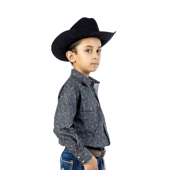 Camisa Kids Estampado Silueta Caballos