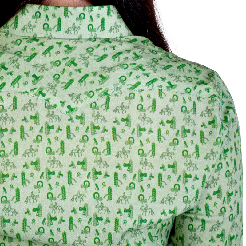 Camisa Dama Vaquera Caballos y Cactus