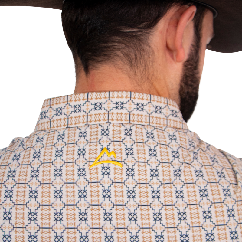 Polo Caballero UV Print Beige/Azul/Amarillo