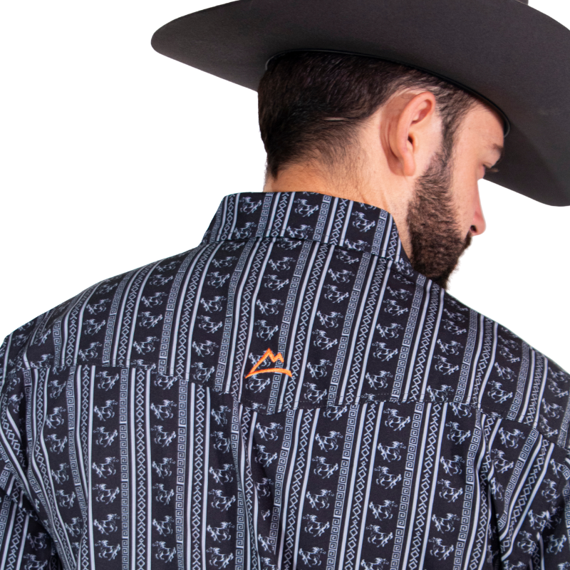 Camisa Vaquera Frisco Caballos Negro