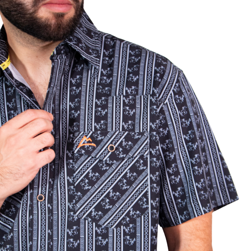 Camisa Vaquera Frisco Caballos Negro