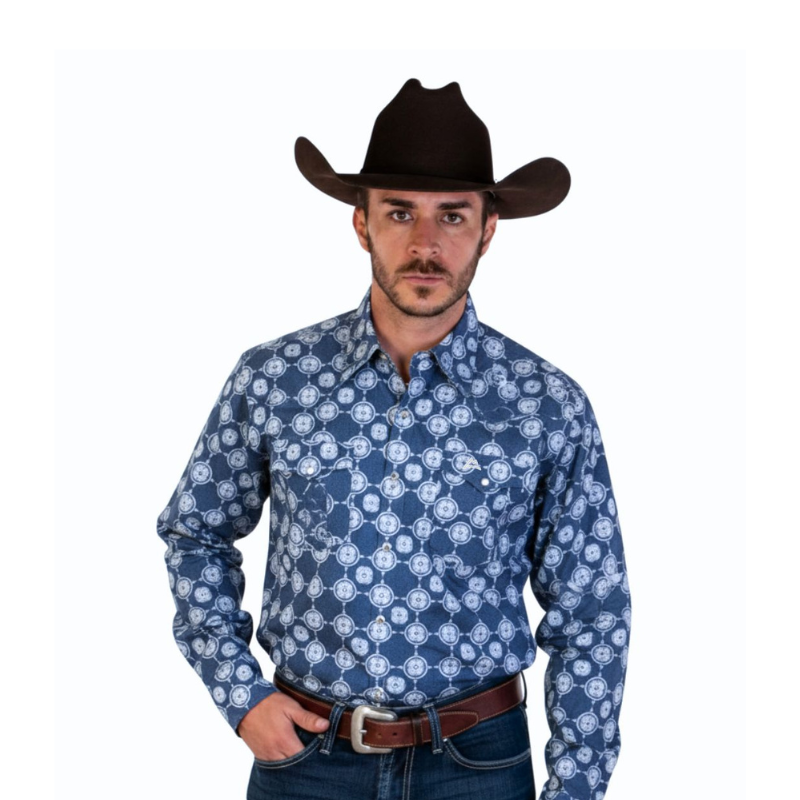 Camisa Vaquera Mosaico Azul Hombre