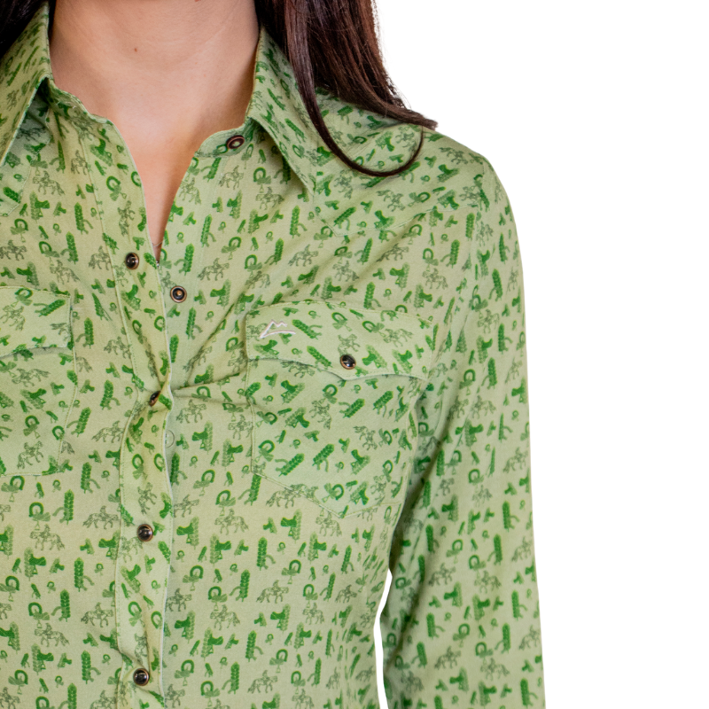 Camisa Dama Vaquera Caballos y Cactus