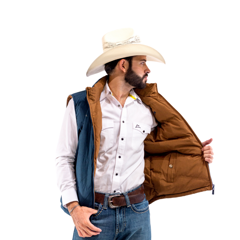 Chaleco Vaquero Doble Vista Camel-Navy