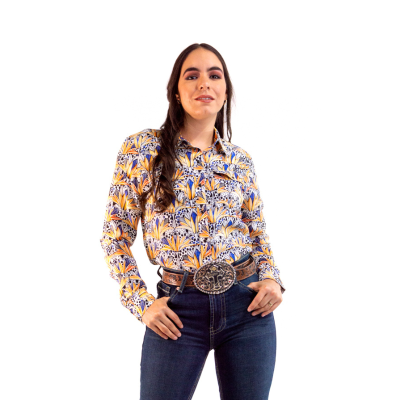 Camisa Vaquera Dama Flores Amarillas CM110