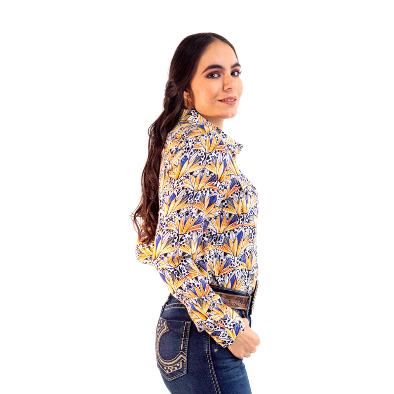 Camisa Vaquera Dama Flores Amarillas CM110