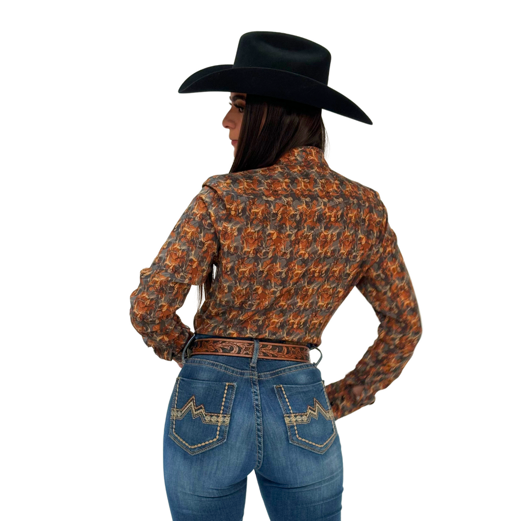 Camisa Vaquera Dama Estampado Monarca Mármol