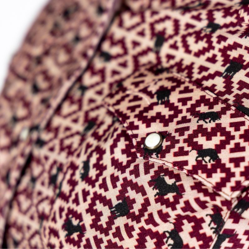 Camisa Vaquera Dama Estampado Cuadro Toros