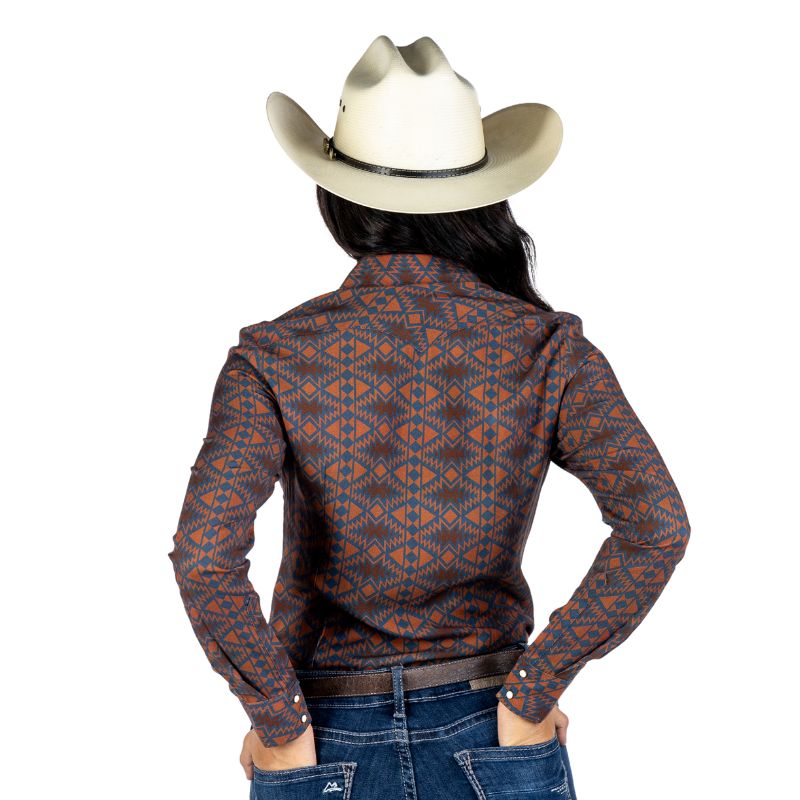 Camisa Vaquera Dama Estampado Mosaico Azteca