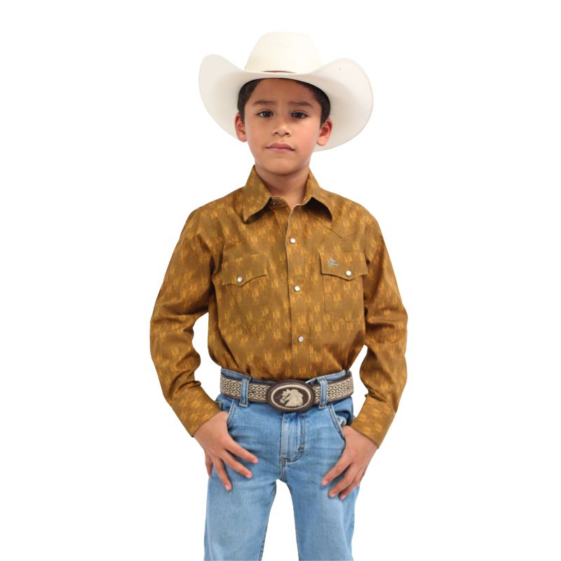 Camisa Kids Estampado Milpa Color Mostaza