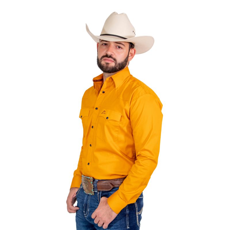 Camisa Vaquera Icy Denver Caballero Lisa Mostaza