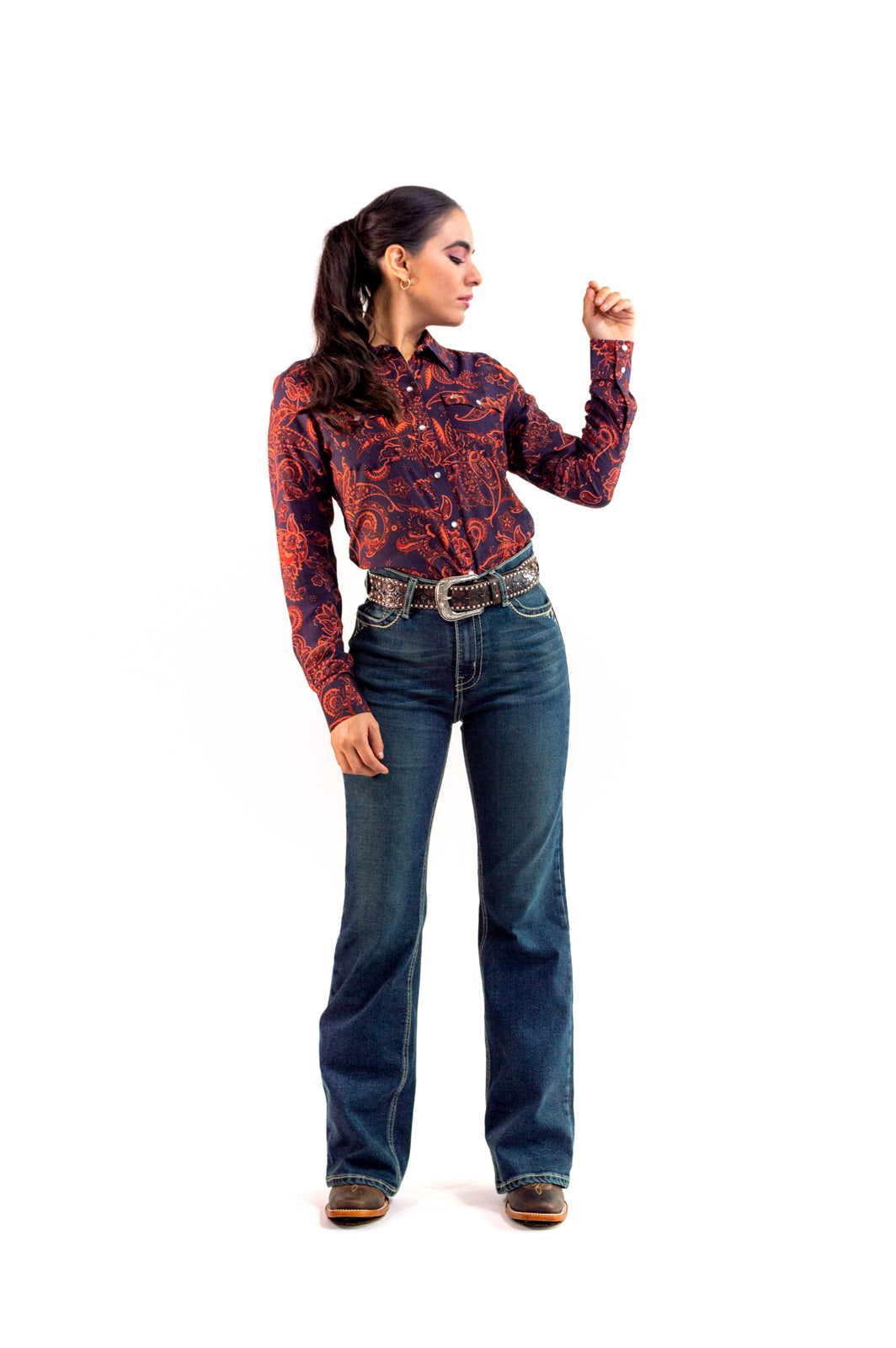 Camisa Vaquera Azul Amoeba Naranja