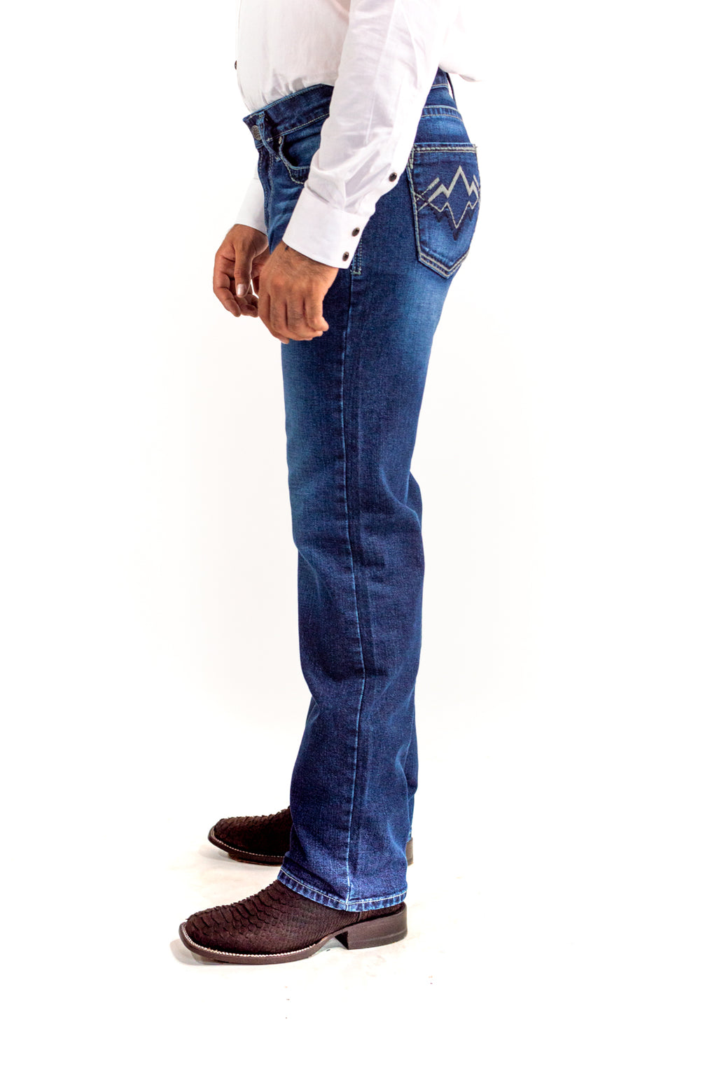 Pantalón Vaquero Caballero Spandex Gris/Marino