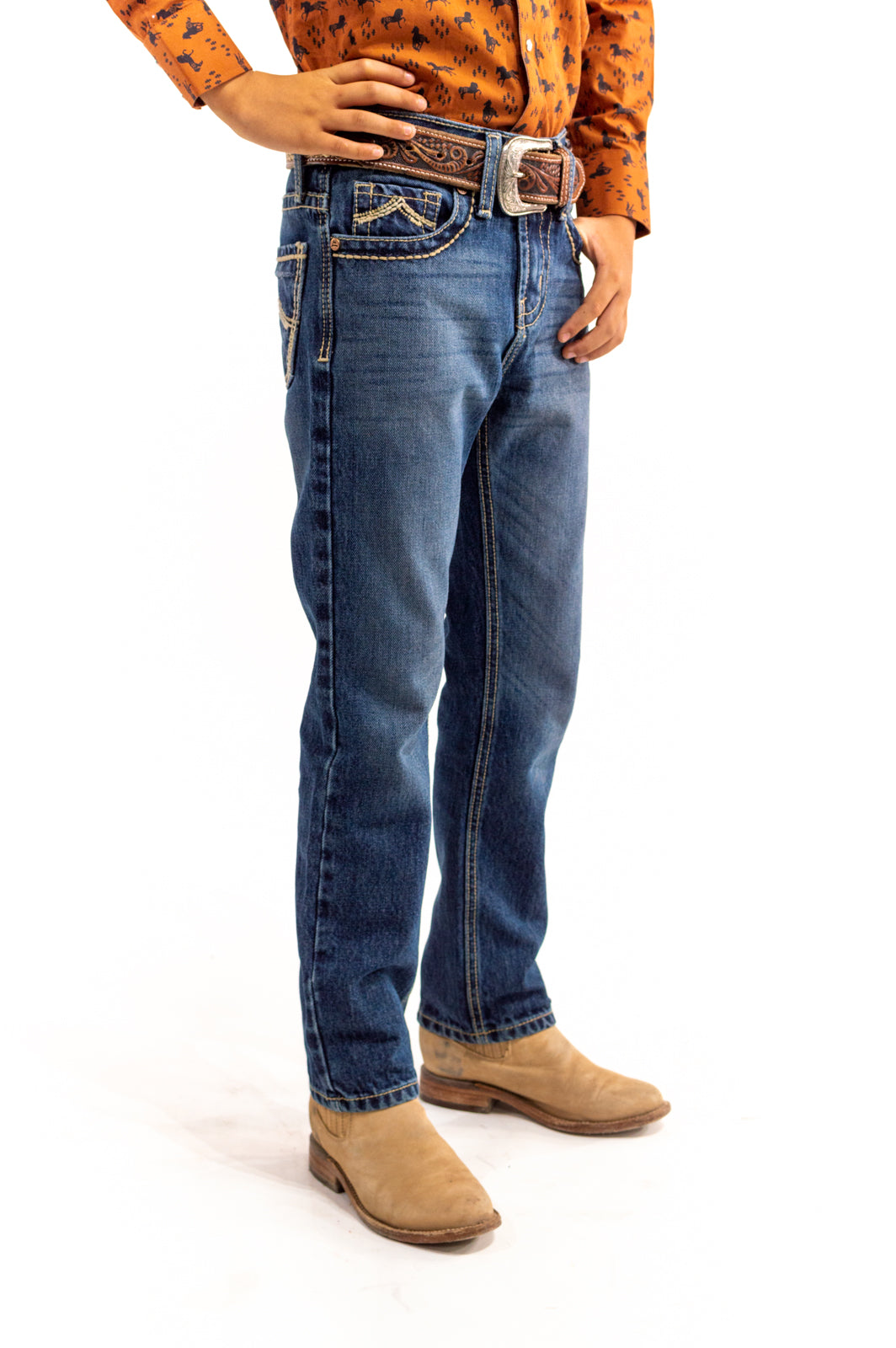 Jean Kids Azul Medio Claro/Doble Stone Dirty JKD002