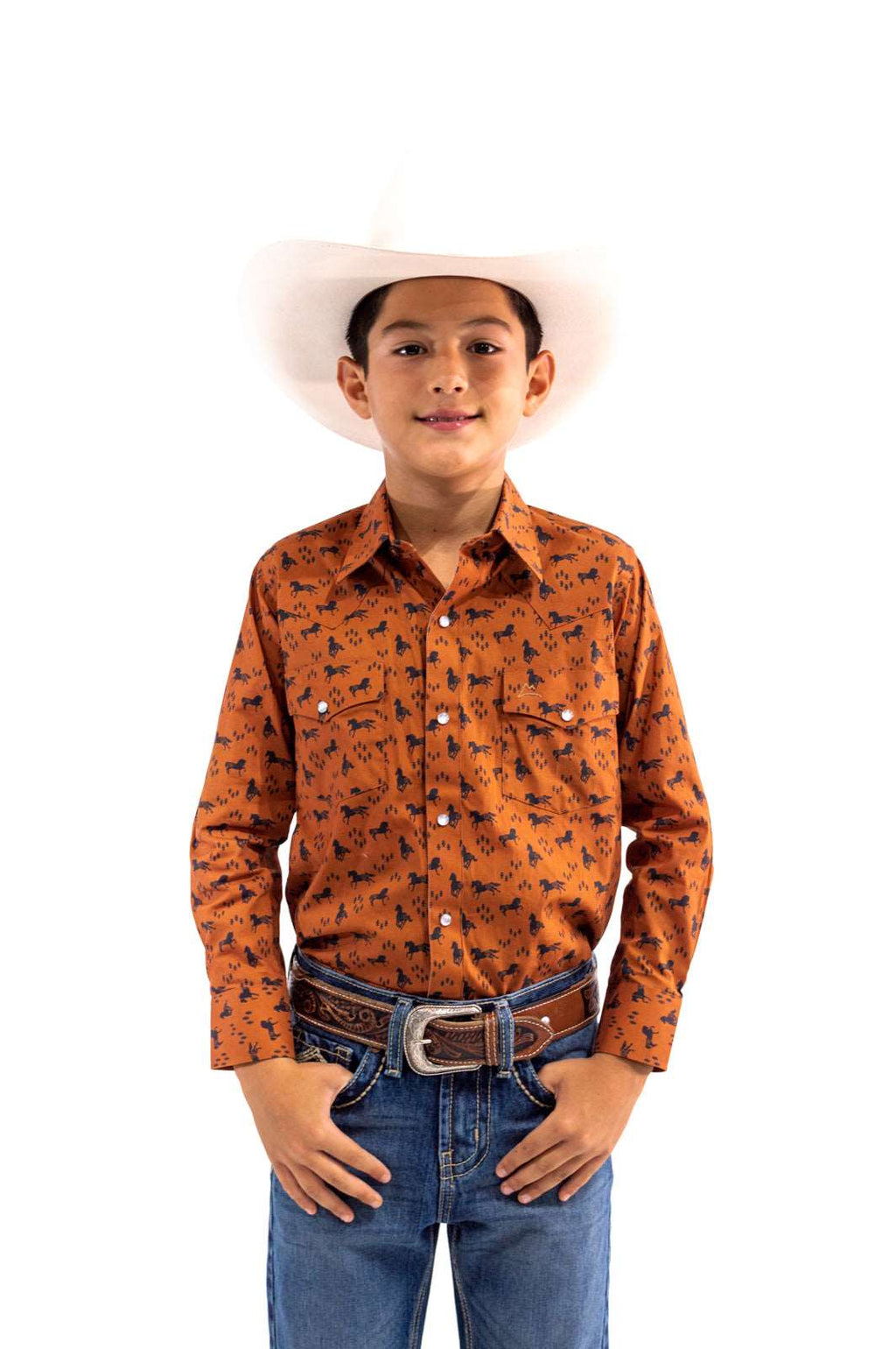 Camisa Kids Unisex BROWN WITH HORSES CKD026